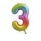 34" Giant  RAINBOW Number 3 FOIL Balloon