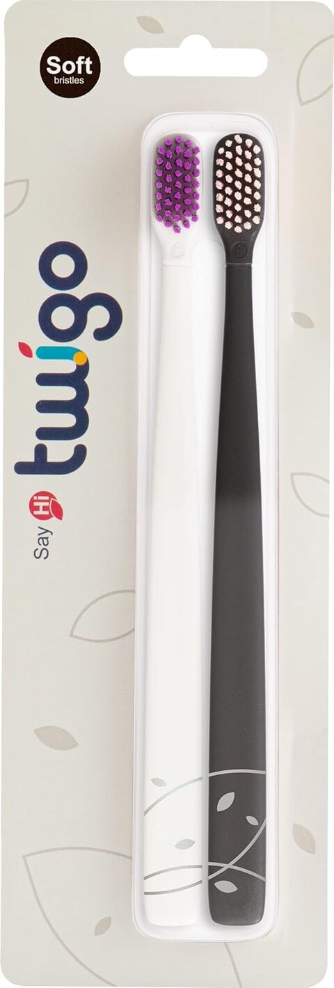 Flipper Toothbrush Flp Twigo Adults/Charcoal Brown &amp; Pepper White