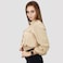 KIDWALA Size L,  Women'S Tops, Tees &amp; Blouses Beige Cropped Front Two Pocket Bomber Jacket Elastic Waistband &amp; Wristband Blouse With Collar Neckline With Long Sleeve, Buttons Up Top, Crop Top