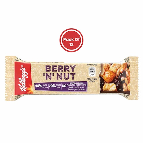 Kellogg&#39;s Berry And Nut Cereal Bar 30g x Pack of 12