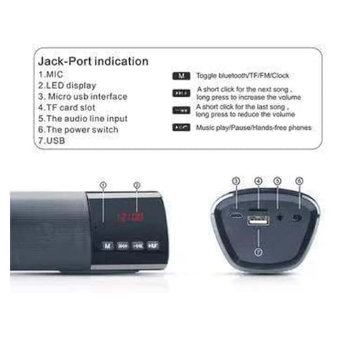 Kisonli LED-800B Wireless BT Speaker with Alarm Clock - Black