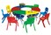 Rbwtoys Childhood Activity Plastic Colorfull Round Shaped 8 Person Table Chair Set For Kids RW-17132 Size, 136&times;50cm