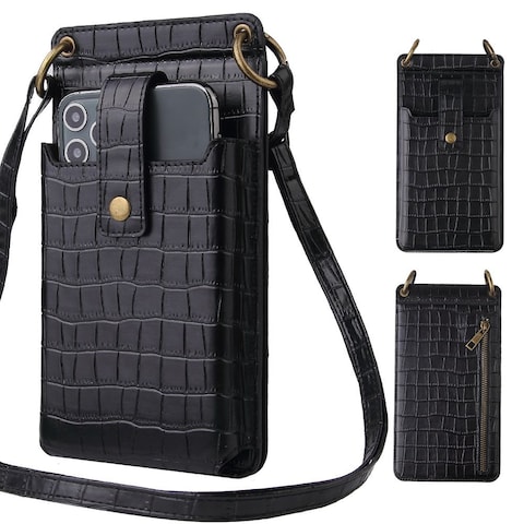 New Ladies Multifunctional Crossbody Vertical Mini Shoulder Bag/Mobile Phone Bag Black