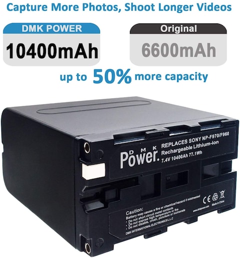 DMK Power Np-F970/Np-F960 Battery 10400mAh For LED Video Light And Monitor Only. (Not For Cameras)