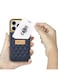 ONEGIF Design iPhone 14 Pro Max Case Premium Leather Case Cover with Card Slot Holder Dark Blue