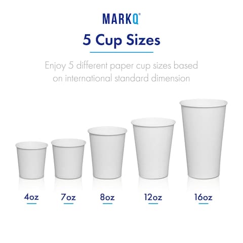 [50 Cups] 7oz. White Paper Cups - Available in 4oz, 8oz, 12oz, 16oz- Disposable Coffee/Tea/Water Cups for Home, Parties or Work