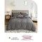 Luna Home Single Size 4 Pieces Bedding Set, Washable Cotton Dark Gray Color