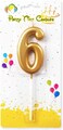 Party Time Gold Number 6 Birthday Candle Kids Adult Birthday Cake Decoration - Number Candle For Anniversary, Valentines Birthday Candle Cake Topper