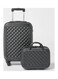 Partner 3-Piece Textured Checkered Luggage Trolley Set, Black