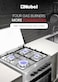 Nobel 60 x 60 Gas Cooker, 4 Gas Burners, Gas Oven And Grill, Inox Top Plate &amp; Control Panel, 6 Knob, Manual Button Ignition, Glass Top Lid With L Profile, Made In Turkey NGC6611 Silver