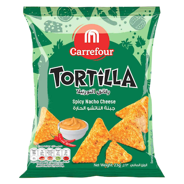 Carrefour Spicy Nacho Cheese Tortilla Chips 23G