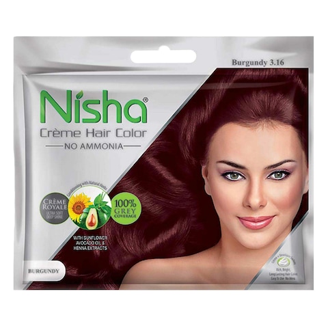 Nisha Cream Hair Color 40ml  Burgundy 3.16