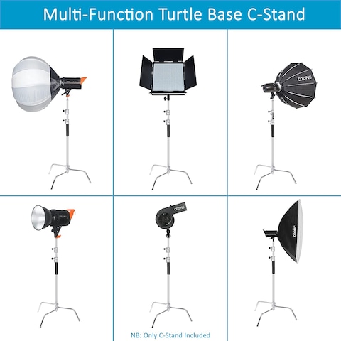 COOPIC C Stand C40S Heavy Duty Light Stand Height 150-330cm with Sliding up-down Leg, for Photo Studio Photography Strobe Light Video Umbrella Softbox Monolight
