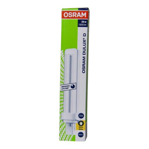 Osram 26W Dulux D Warm White CFL Bulb 2 Pin - Pack Of 4