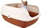 Cat Litter Toilet, Large Cat Litter Box with Plastic Scoop, Open from the Top, Easy Clean, Covered with Side Walls, Indoor &amp; Outdoor, White &amp; Brown Color, Large Size, 54 Cm Length