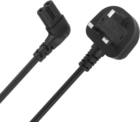 DKURVE&reg; 5M Power Cable UK 3PIN Plug to Right Angled 90 Degree IEC C7 Figure 8 Cord compatible with Samsung LG Philips Toshiba Sony PS 4 PS 5 Sharp Panasonic LED Flat TV Printer 5M Right Angle