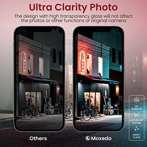 Moxedo Camera Lens Protector, 9H Tempered Glass, Aluminum Alloy Individual Ring Camera Cover Screen Protector Compatible for iPhone 12 Pro 6.7 inch (PACIFIC BLUE)