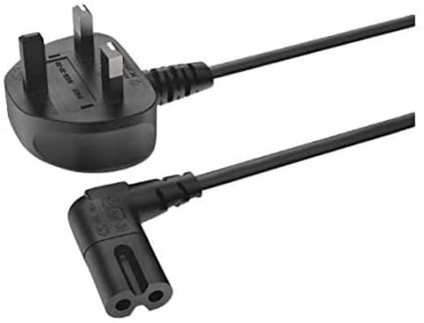 1.8M UK TV Power Cable 90 Degree Right Angled IEC C7 Figure 8