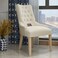 Button Tufted Teak Wood Wingback Chairs (Set of 2)