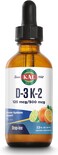 Kal D-3 K-2 Dropins 5000 Iu (500 Mcg), Healthy Bones, Heart &amp; Immune Support, Citrus Flavor, 59 Servings, 2 Fl Oz