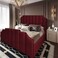 In House Taj Velvet Bed Frame - King - 200x180 cm - Burgundy