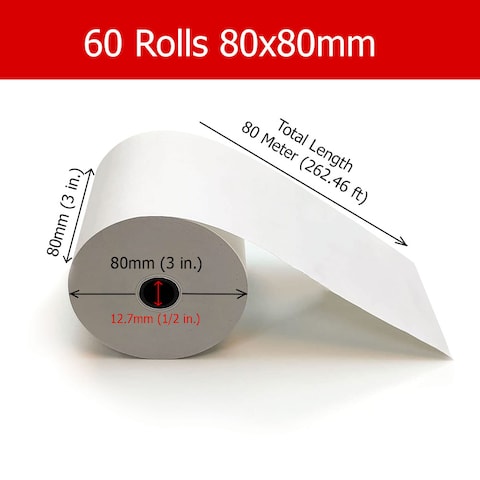 OSCAR 80mm Thermal Reciept Paper 60 Rolls of POS Printer Paper