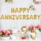 Party Time 46-Pieces Happy Anniversary Decoration with 30pcs Latex Blloons and Happy Anniversary Foil Banner For Wedding Anniversary Party Decoration Set - Party Supplies