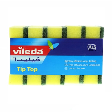 Vileda tip top dish washing medium foam sponge scourer 5 pieces