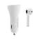 Borofone BC23 Car Charger With Wireless Headset 30mAh, White