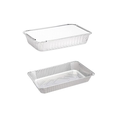 Buy Aluminium Rectangle Containers 1200ml With Lids Heavy Duty Aluminum ...