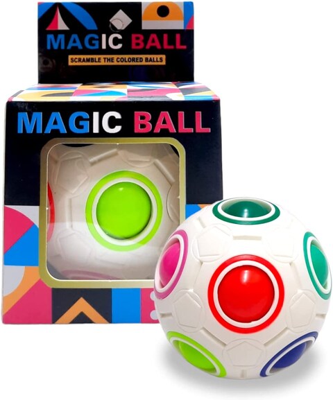 Party Time Magic Rainbow Puzzle Ball, Speed Cube Ball Puzzle Game Fun Stress Reliever Magic Ball Brain Teaser Fidget Toys for Children Teens &amp; Adults