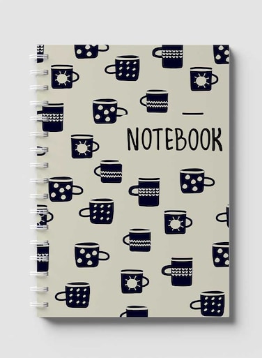 لوحة  دفتر سلك ٦٠ ورقة بغلاف من الورق المقوى بتصميم اكواب كلاسيكية، لتسجيل الملاحظات وتدوين التذكيرات للعمل أو الجامعة أو المدرسة