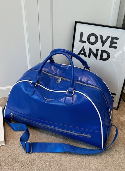 Mei Stylish Large Capacity Unisex Sports Gym Travel  Duffle Bag with Shoulder Strap, Blue