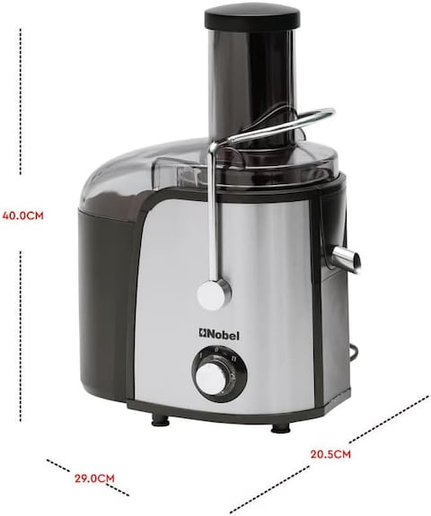 Nobel Juicer With 2 Litres Pulp Container And 1.1 Litre Juicer Cup, Feeding Tube 75mm, 2 Speed Control, And Overheat Protection &amp; Safety Lock Device NJE101E 1 Year Warranty