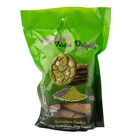 Nutri Delight Gluten Free Spirulina Cocolate Chip Cookies 100G