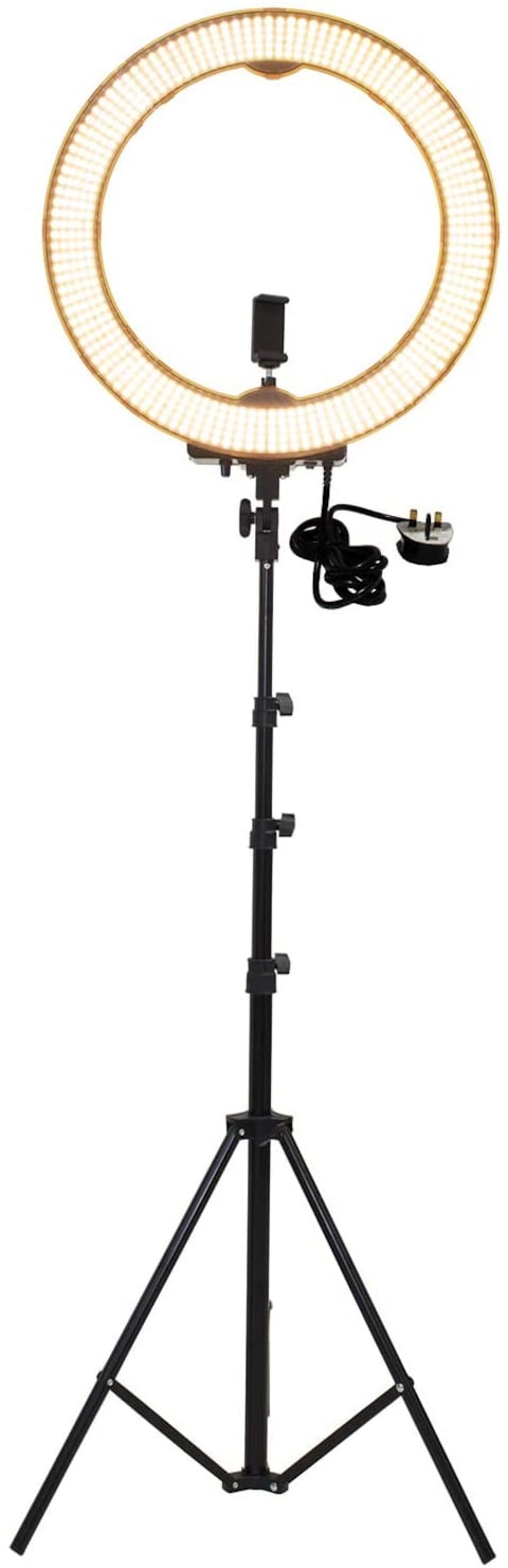 Coopic Rl-650S Camera Photo/Video 18 Inch/48 Centimeter Outer 55W 240 Pieces LED SMD Ring Light 5500K Dimmable Light With Stand Mobile Holder Hot Shoe Color Filter Set (Black)