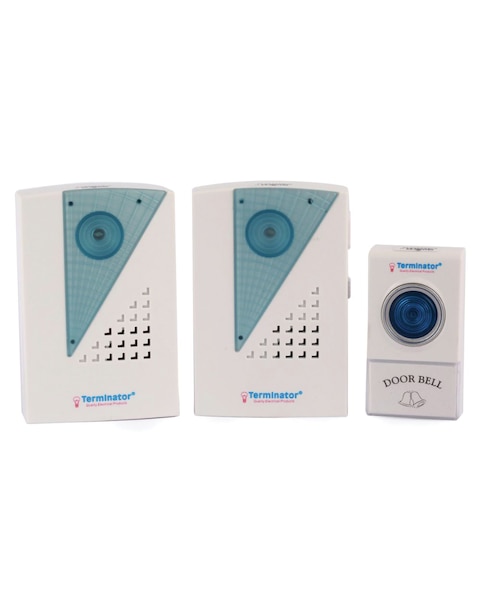 Terminator Wireless Doorbell With 1 Transmitter 2 Receivers