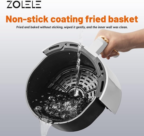 Zolele Za004 Electric Air Fryer 4.5L Capacity Non-Stick Coating Frying Basket Knob Control Temperature 80-200 Degree Celsius 4D Hot Air Circulation Pull Pan Automatic Power Off S1400W Power - Black