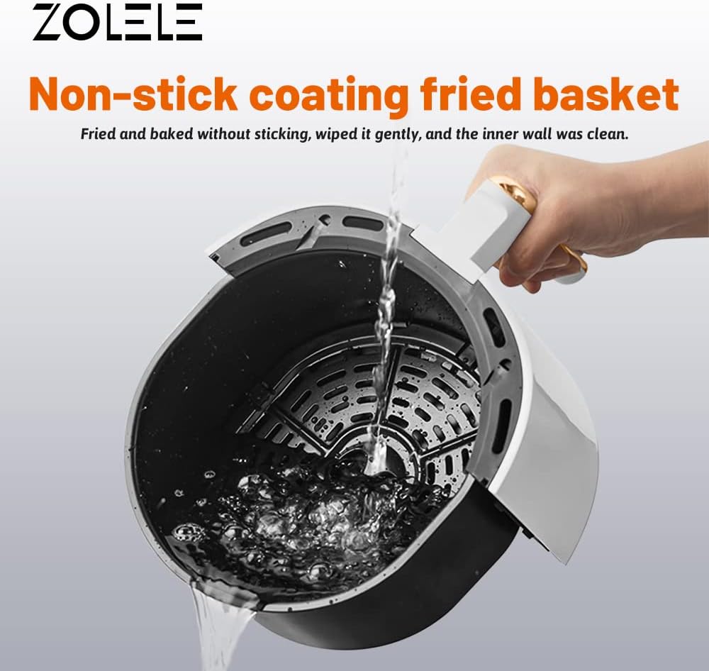 Zolele Za004 Electric Air Fryer 4.5L Capacity Non-Stick Coating Frying Basket Knob Control Temperature 80-200 Degree Celsius 4D Hot Air Circulation Pull Pan Automatic Power Off S1400W Power - Black