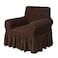 Jacquard Fabric Stretchable One Seater Sofa Cover Chocolate Brown