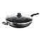 Tefal Cook Easy Non-Stick Aluminium Chinese Wok Pan With Glass Lid Black 32cm