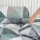 Luna Home-King Size 6 pieces bedding set , Simply geometric print, green with grey.