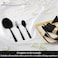 LIFE SMILE Cutlery Set, 18/10 Pure Stainless Steel Flatware Set with Stand, Rust Proof &amp; Fade Proof Dinnerware Set (SHINE BLACK, 38 Pieces)