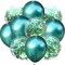 Party Time 10-Pieces Green Confetti Balloon and Green Chrome Balloon Mixed Amazing Shinning Sight for Your Party Wedding Bedroom Proposal or Birthday Balloons Decoration Set
