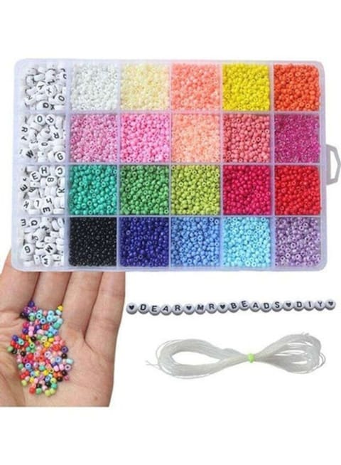 3300-Piece Small Colourful Bracelet Beads, A-Z Alphabet Letter DIY Bead Making Kit With Rope String Roll