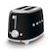 Smeg 50&#39;s Style Toaster TSF01BLUK, 950 W, Black, 6 Toasting Levels