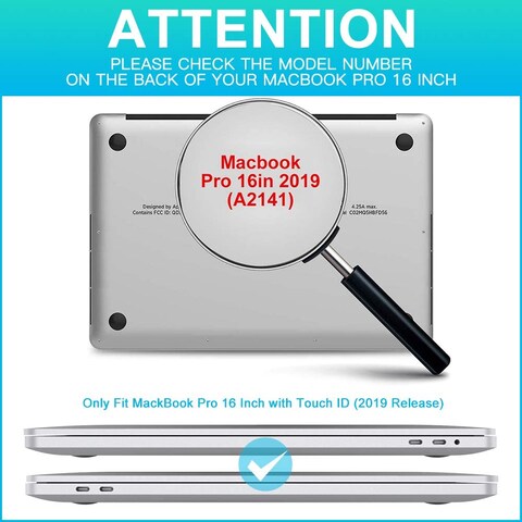Ntech Macbook Pro 16 Inch (2019 Release), Hardshell Case Cover For Macbook Pro 16&quot; With Touch Bar And Touch Id Model A2141 - Black ((Ntech))