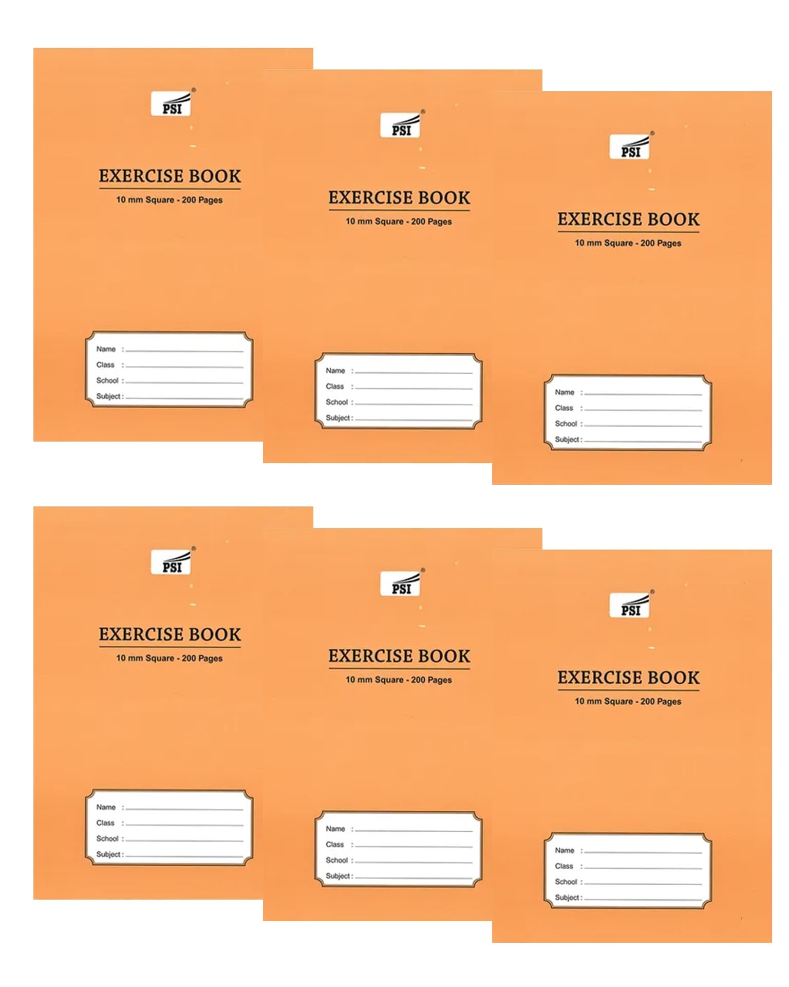Buy 6-Piece Exercise Note Book 10mm Square Lined 200 Pages Online ...