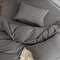 Luna Home Single Size 4 Pieces Bedding Set, Washable Cotton Dark Gray Color