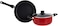 Flamingo Casserole With Lid And Open Fry Pan, Black/Red, 22 cm + 26 cm, Fl6519Cwst